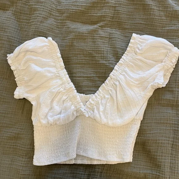 Dynamite White Ruffled Crop Top - Picture 2 of 6